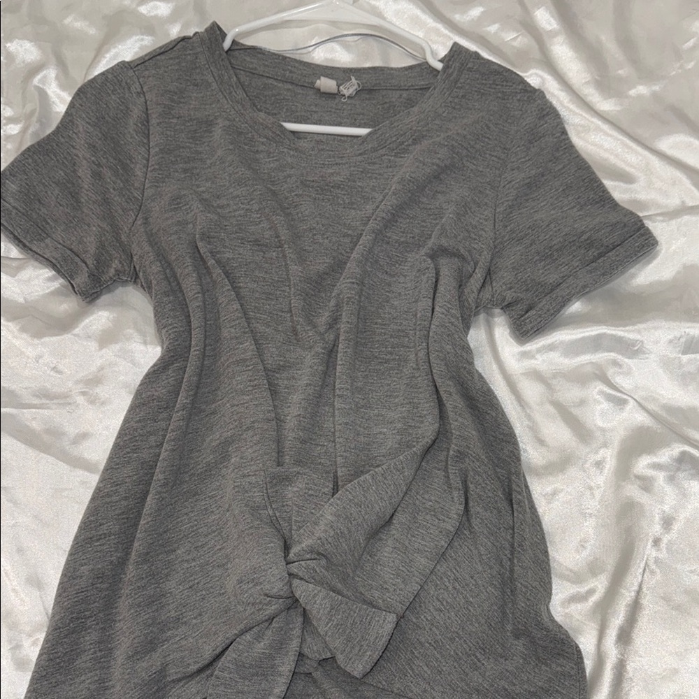 Gray Knot Front Women's Top